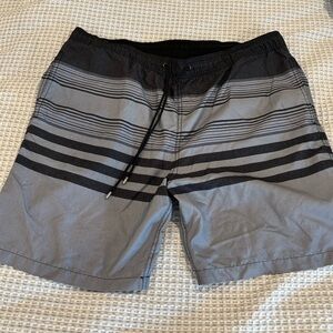 Men’s Kirkland Signature Black and Gray Board Shorts Swim Trunks